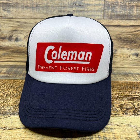 Coleman Mens Trucker Hat Navy Snapback Camping Lantern Hunting FIshing Ball Cap - Picture 2 of 8